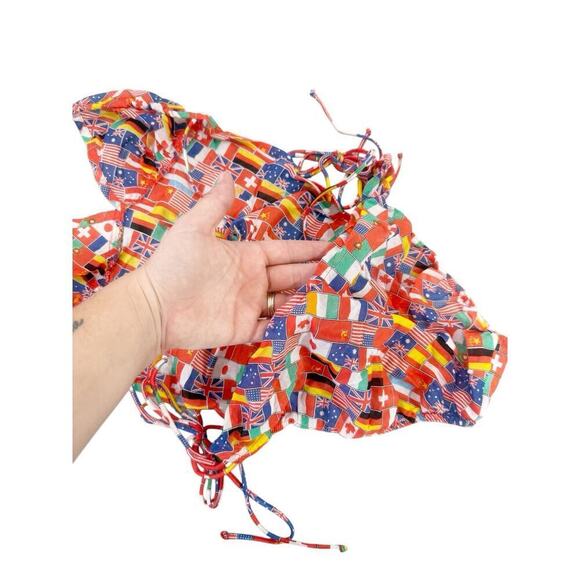 Vintage Fabric Flag Tan Through One Piece Swimsuit 70’s/80’s Open Back Women XS? - Picture 7 of 10